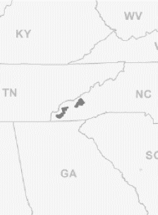 Map showing Eastern Band of Cherokee Indians reservation
